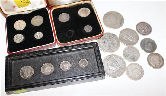 A collection of British silver coinage and a Roman denarius